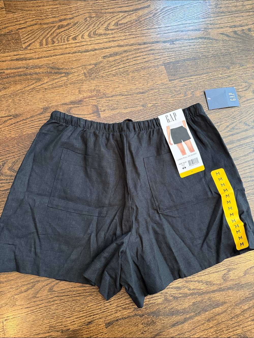 GAP Black High-Waist Linen-Blend Shorts with Patch Pockets medium